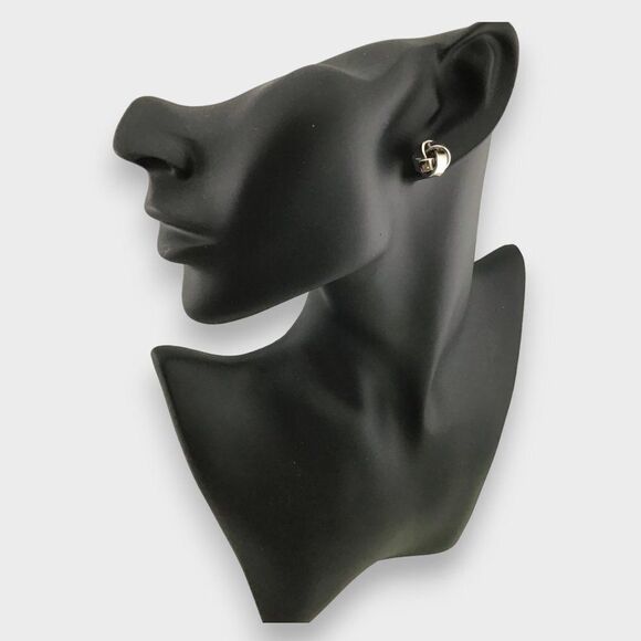 Silver Love Knot Ribbons Stud Earrings - Picture 3 of 9